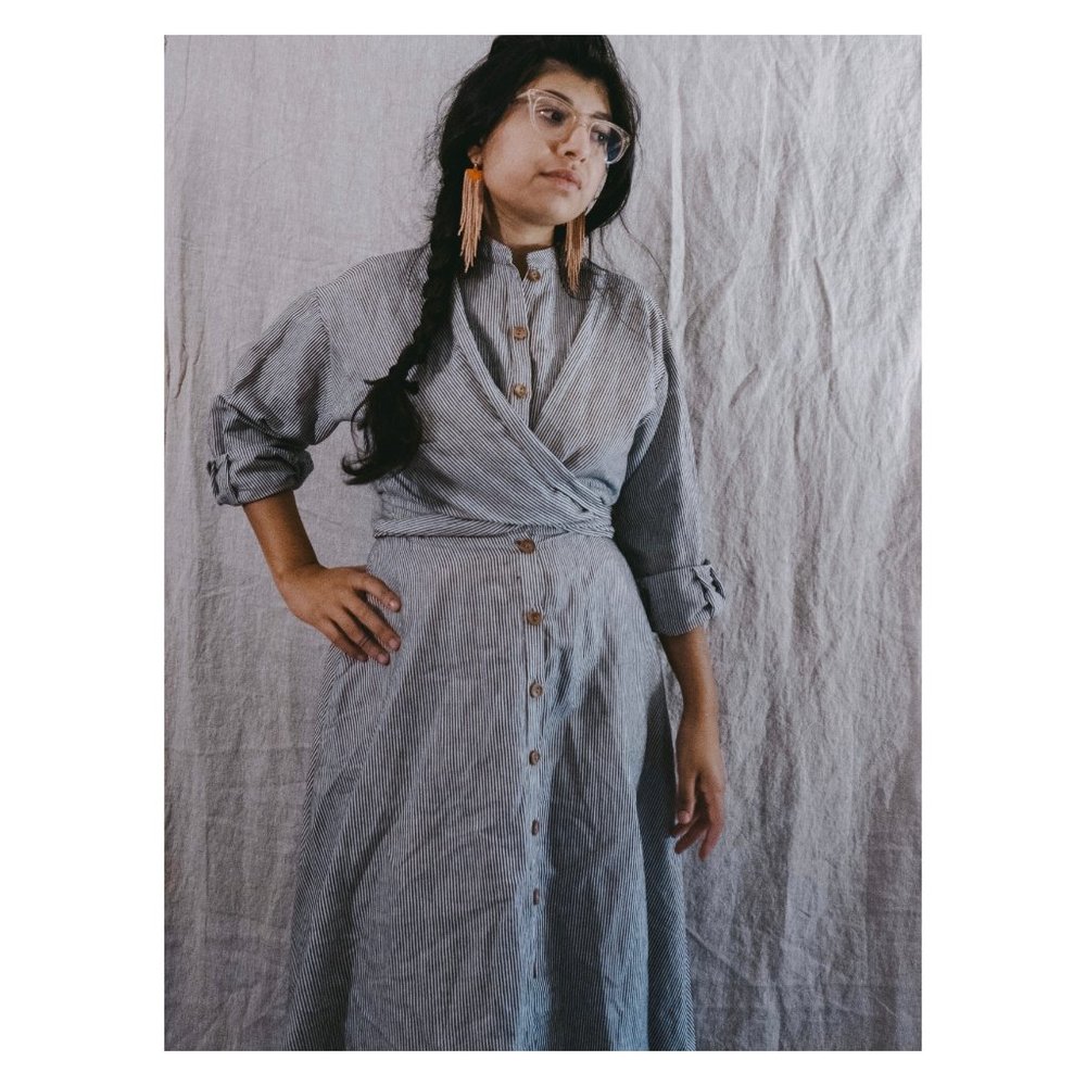 Heinui Jasper Dress in Striped Cotton